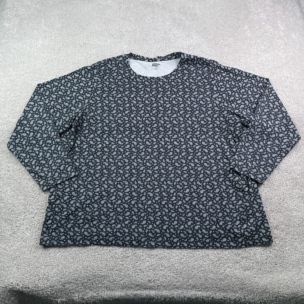 Lands End Shirt Womens 2X Blue White Paisley Cotton Long Sleeve Crewneck Tee